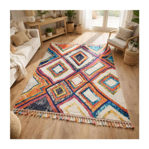 Tapis Tuke multicolore motif traditionnel berbère