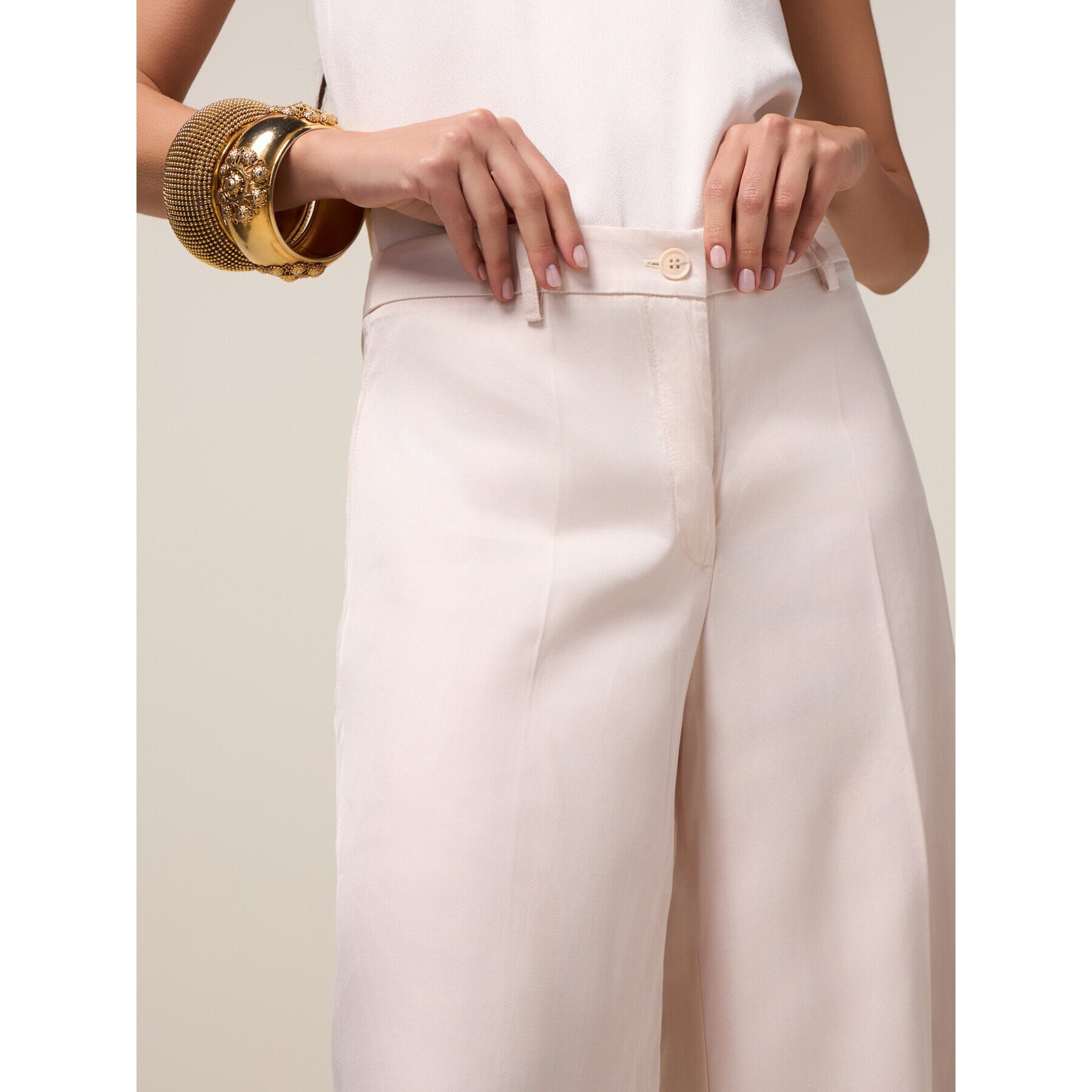 Oltre - Pantalones palazzo de satén - Rosa