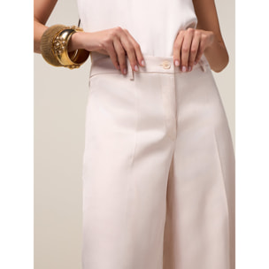 Oltre - Pantalones palazzo de satén - Rosa