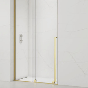 X-MOTION Porte de douche 120x200cm Coulissante, anticalcaire avec profilé Or brillant (SATBWIXM120NIKAZ)
