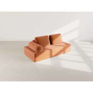 Lonny - Canapé 3 places convertible en velours côtelé - Terracotta