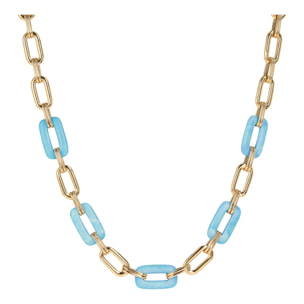 Collana Golden con Maglie Rettangolari in Magnesite Azzurra