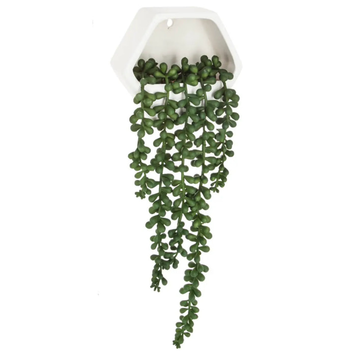 Plante artificielle murale tombante pot ciment H45cm