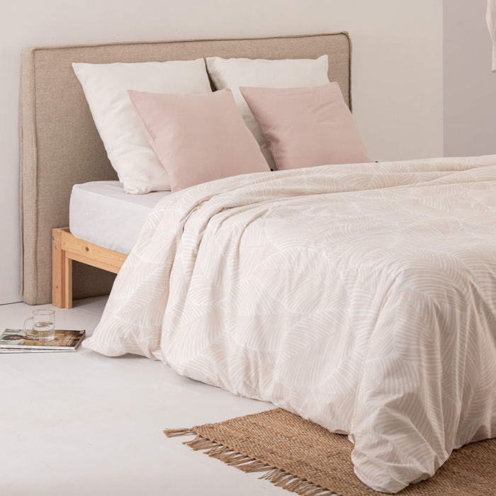 Housse De Couette Essix Bons Jours Sable/Crème 140x200 Cm - Coton Bicolore Réversible