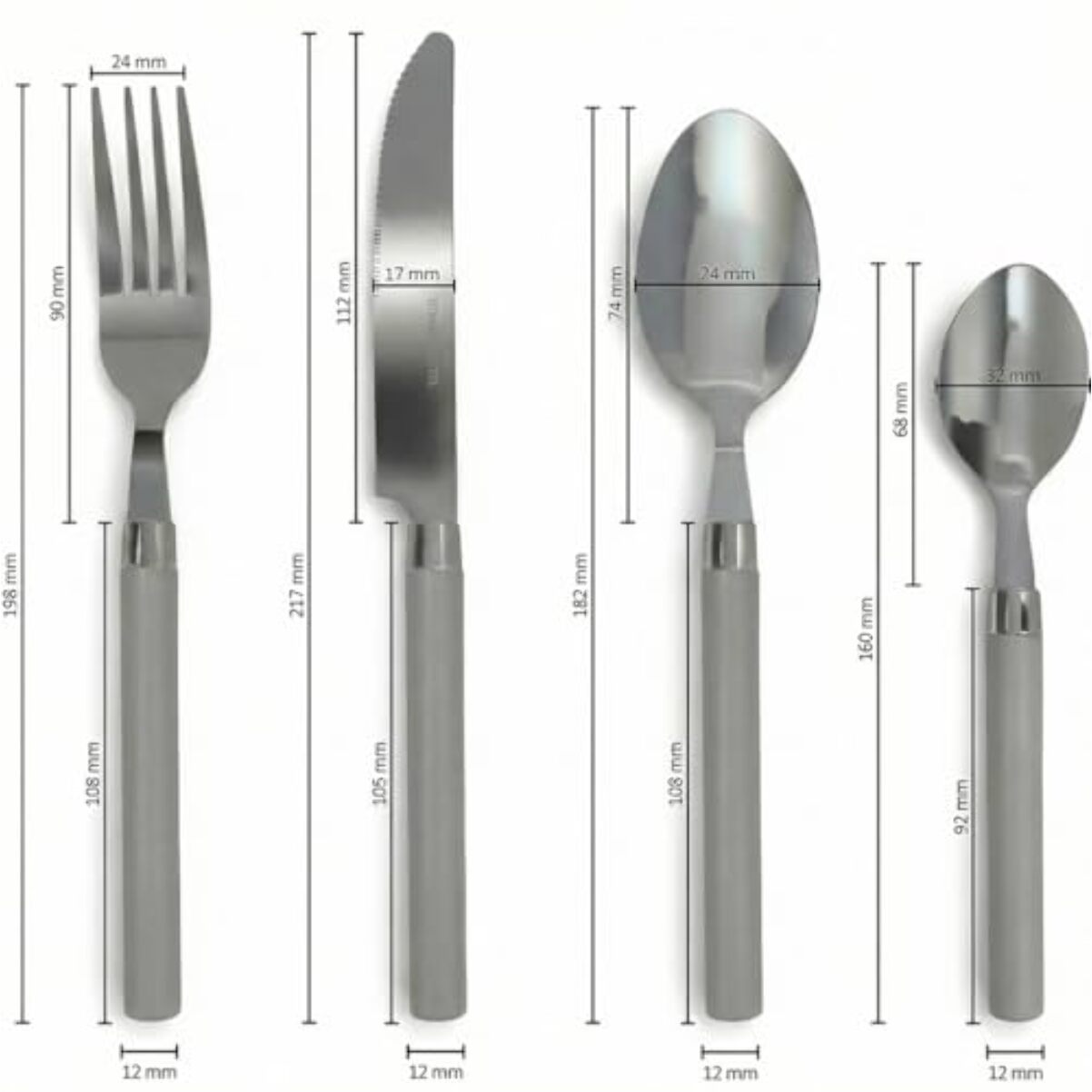 Set 24 posate in acciaio - GRIGIO