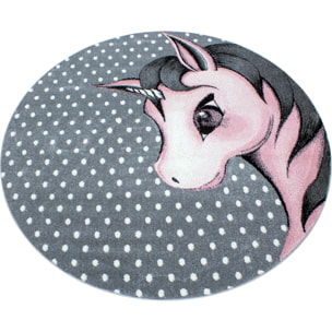 KIDS - Tapis enfant rond à motif licorne rose - KID0590ROS