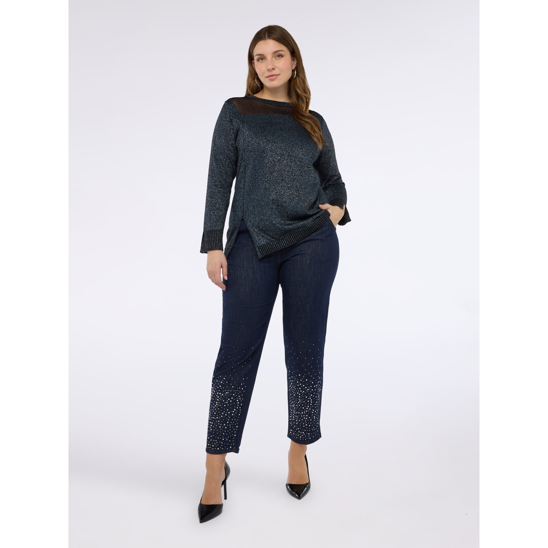 Fiorella Rubino - Jeans Ballon con applicazioni luminose - Blu