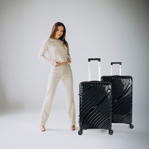 Juego De Maletas Rígidas Pp Itaca Danubio Negro