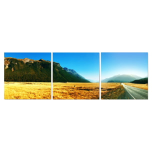 Triptyque impression photo en verre acrylique synthétique vallée de Nouvelle-Zélande - VALEY