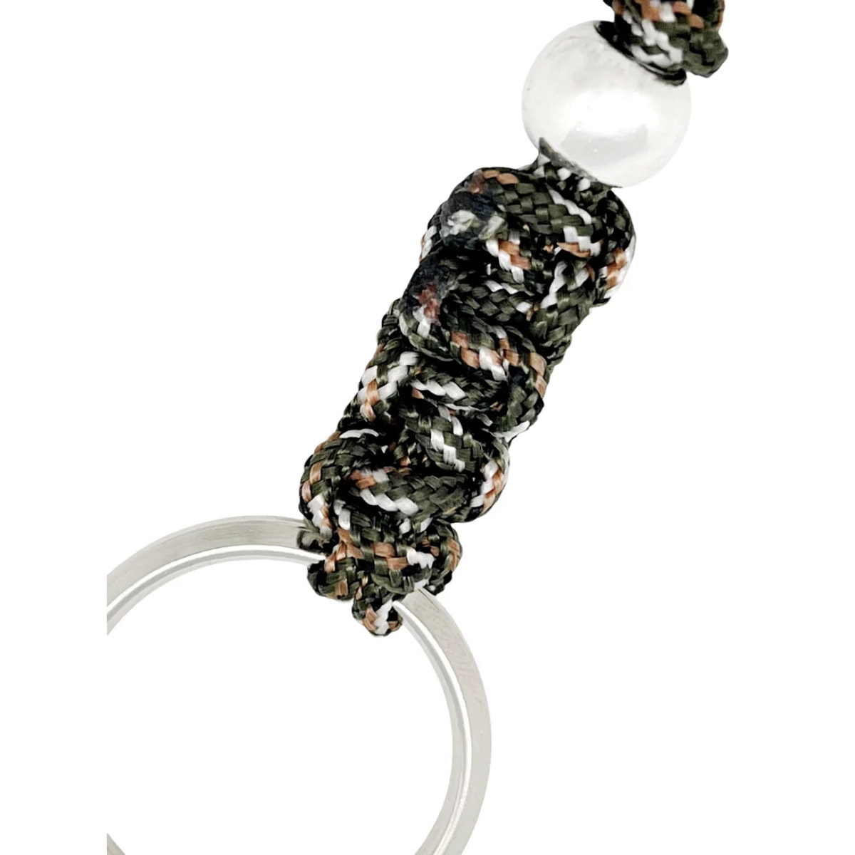 Llavero Péscame en paracord kaki haspeado y nudo cobra