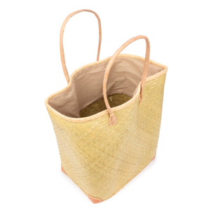 Arda bolso de hombro mujer. Fabricado en paja con asas de cuero.