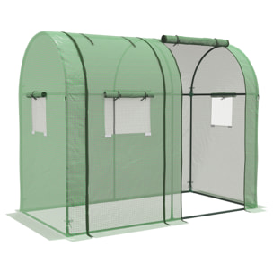Serre de jardin 1,8 m² - 2 portes zippées 4 fenêtres - acier PE vert