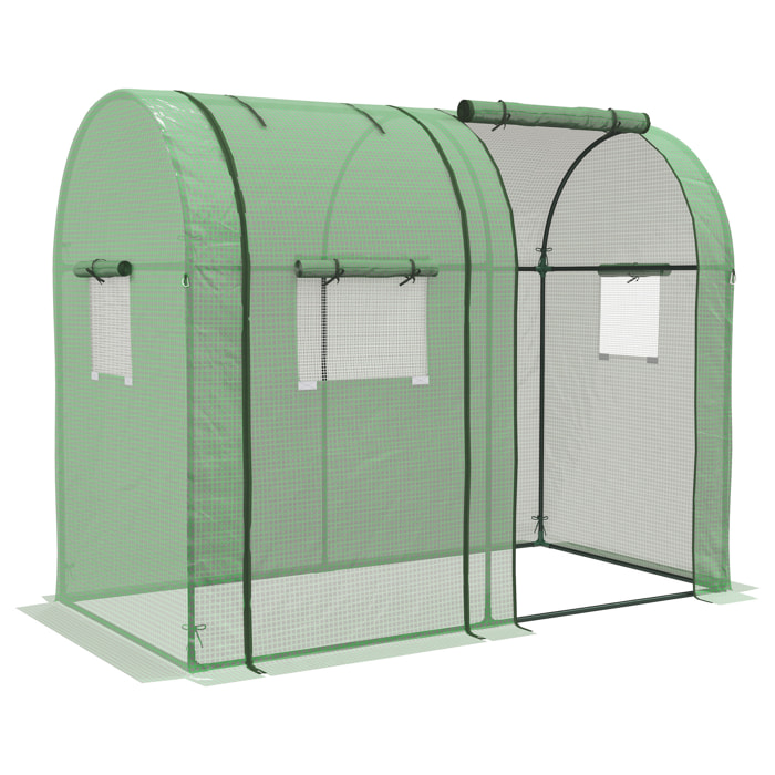 Serre de jardin 1,8 m² - 2 portes zippées 4 fenêtres - acier PE vert