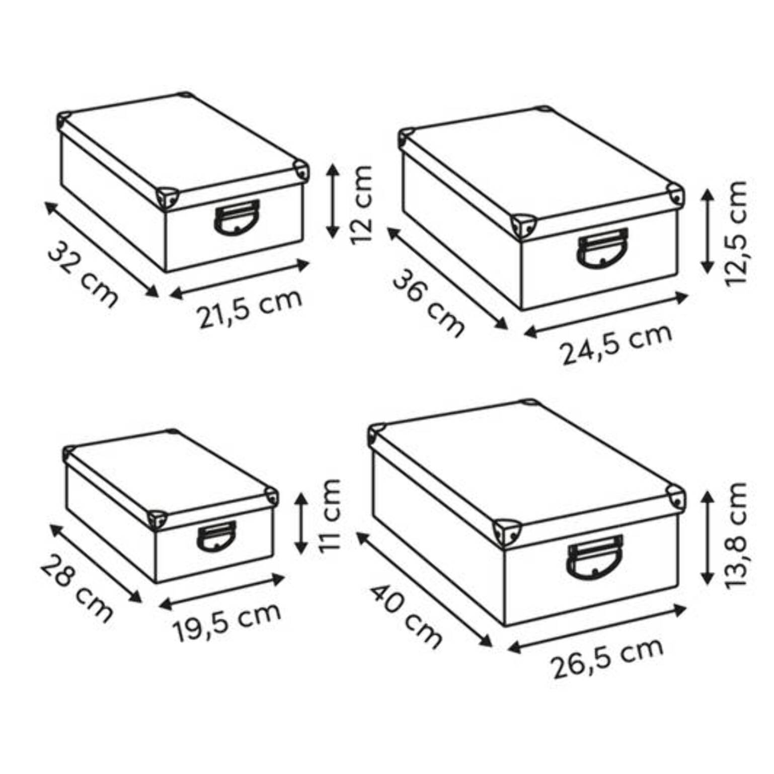 Lot de 4 boîtes unies Box' rectangulaires kaki et orange