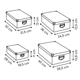 Lot de 4 boîtes unies Box' rectangulaires kaki et orange