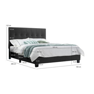 Ensemble lit matelas et sommier 160x200 cm en simili noir - BIANCA