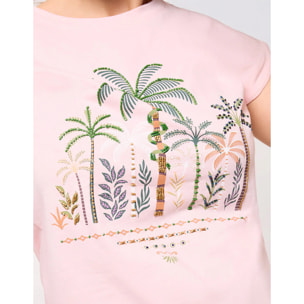 Camiseta Estamapada Manga Corta Rosa - Snake