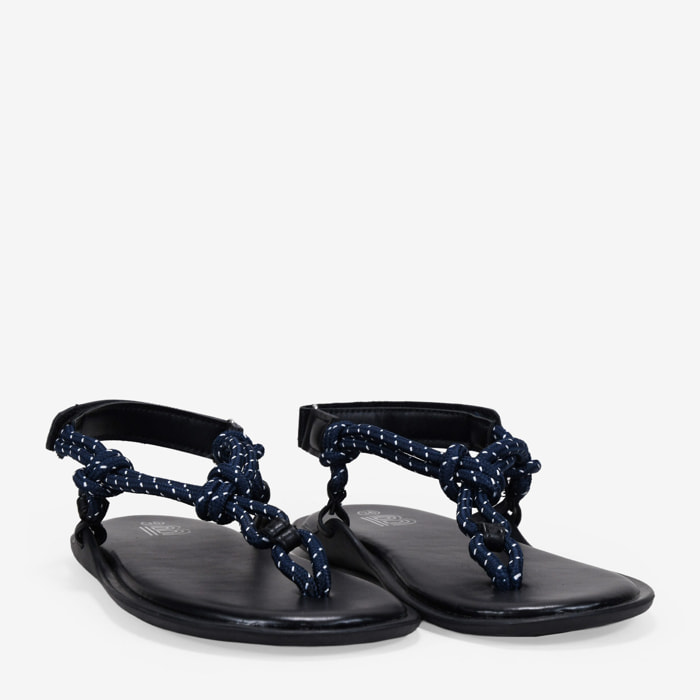 Sandalias de dedo azules planas