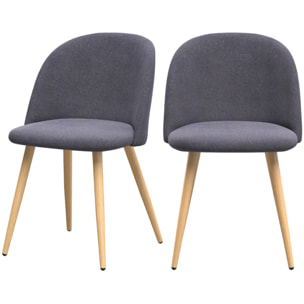 Lot de 2 chaises en tissu gris foncé et pieds en métal - Cozy