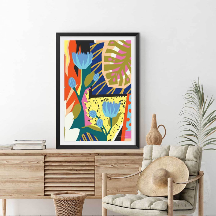 Affiche mode Born in the 80s Affiche + cadre en bois - Noir