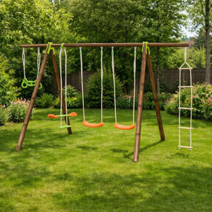 Portique bois poutre métal 2,30 m Techwood Premium BAYANO - 6 enfants