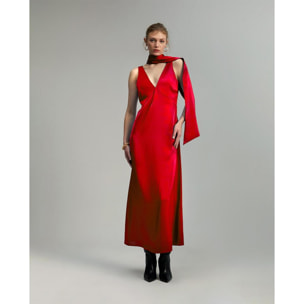 abito lungo in raso senza maniche