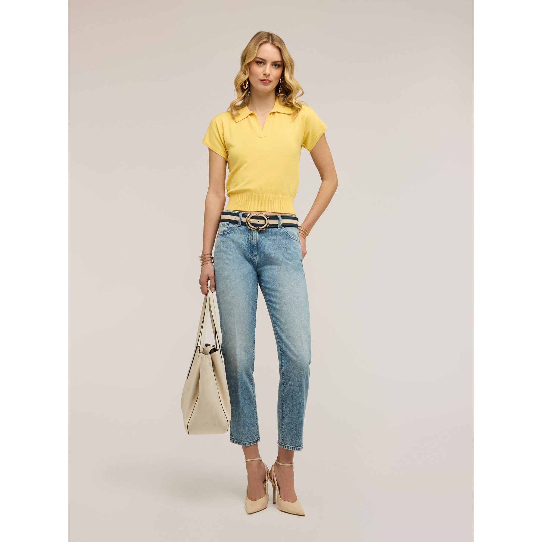 Motivi - Jeans de corte regular con pliegue planchado - Light - blue