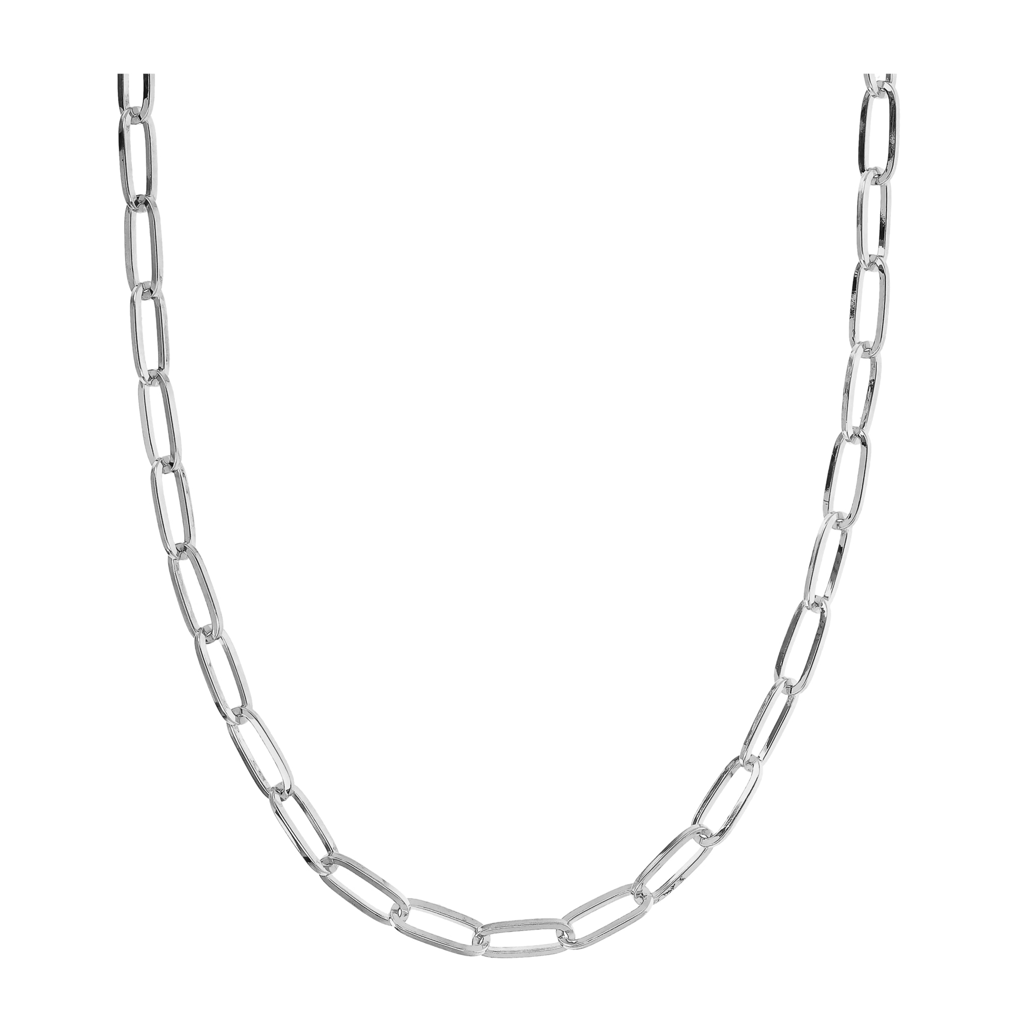 Collana Lunga Maglia Ovale placcata Platino - 61.5cm