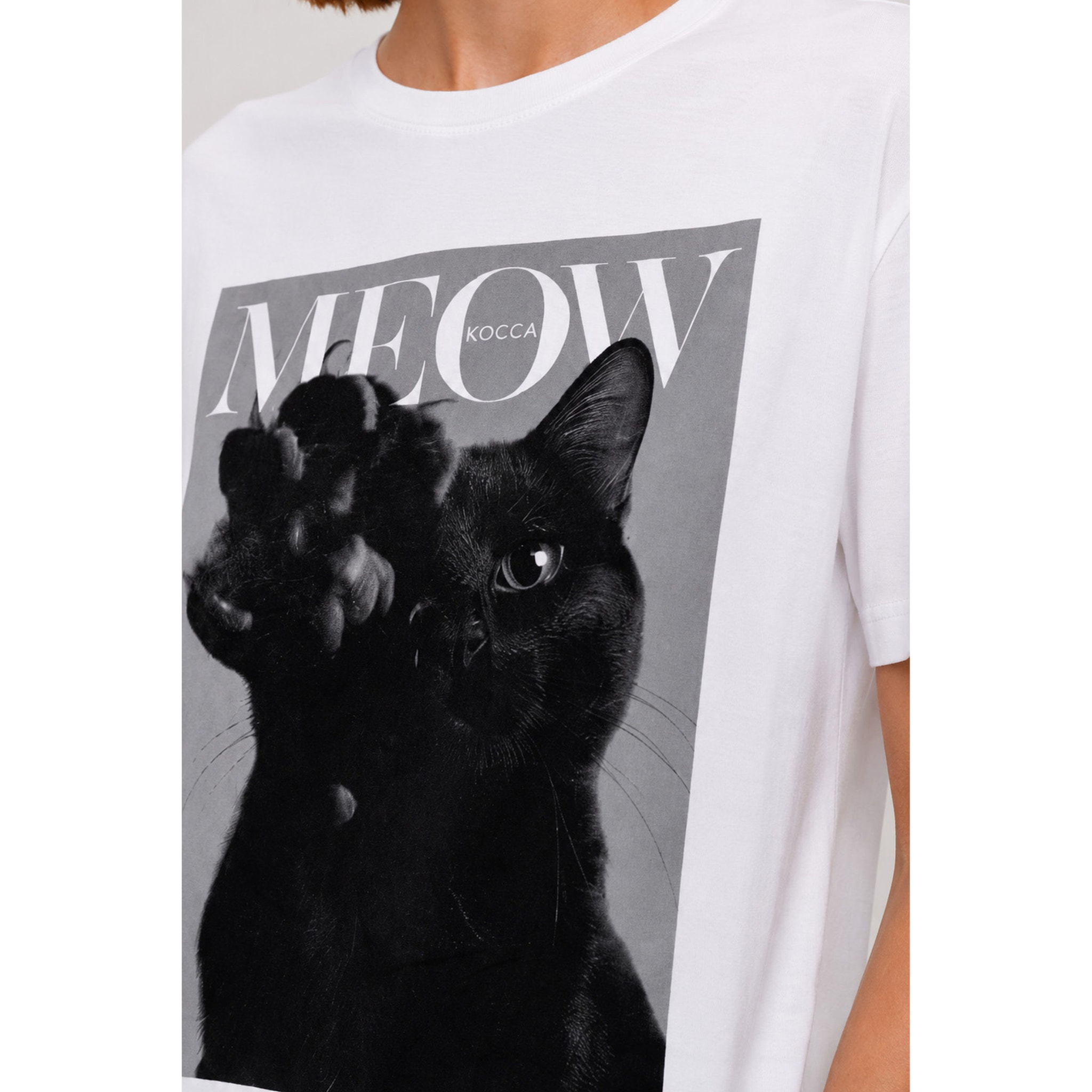 Kocca - T-shirt girocollo da donna in cotone con stampa gatto Donna
