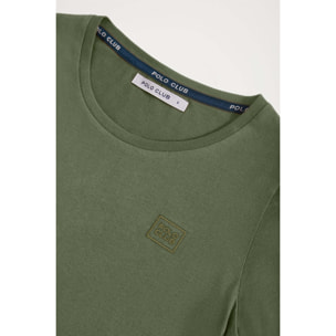 Camiseta básica de manga larga verde con logo Polo Club