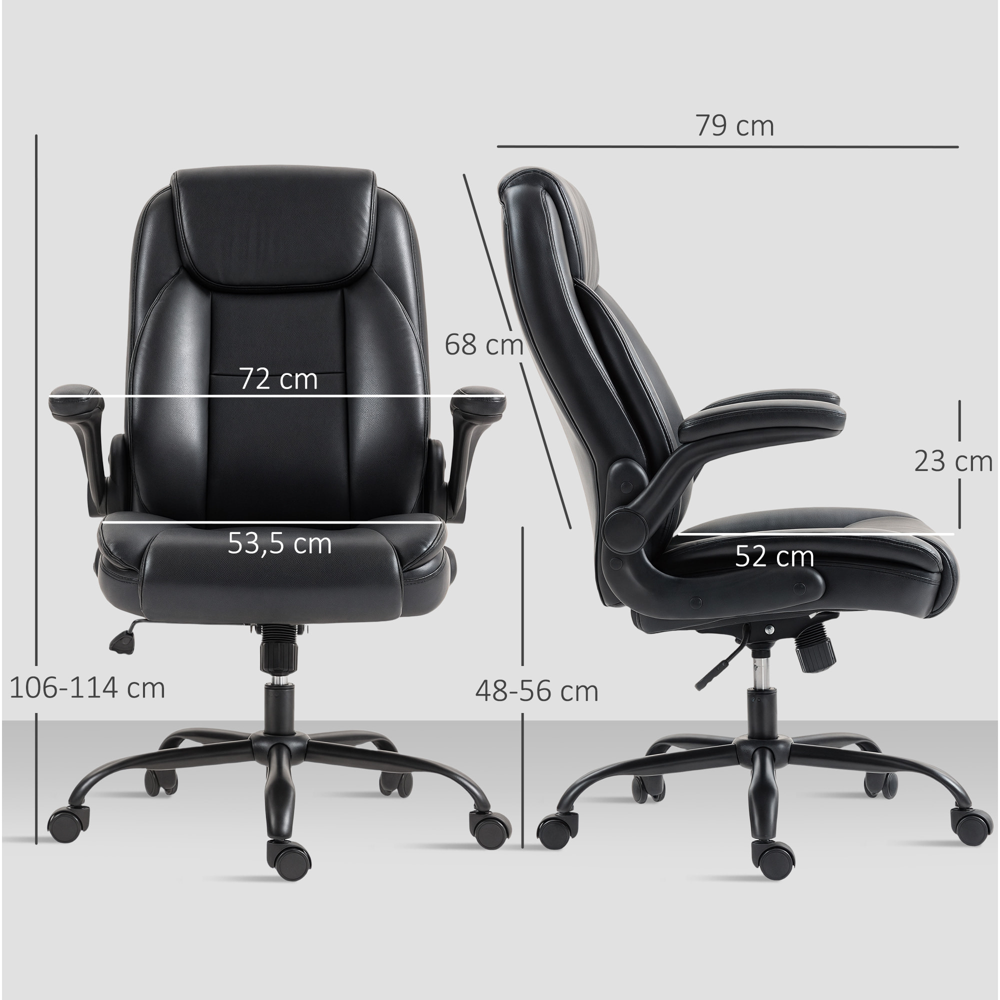 Chaise de bureau manager design réglable accoudoirs relevables acier synthétique noir