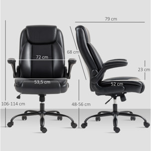 Chaise de bureau manager design réglable accoudoirs relevables acier synthétique noir