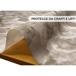 Tovaglia Antimacchia Plastificata Idrorepellente Rotolo Tasgliabile PVC Proteggi Tavolo Crystal Marmo D8 1,55mm