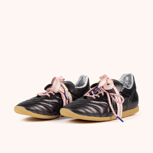 Sneakers de Estilo Fútbol Retro-Futuro en Piel Negra Metalizada MUNICH MUNDIAL STRADA METAL 17