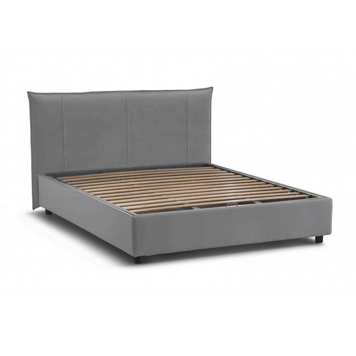 Letto matrimoniale Ambassador, Letto contenitore con rivestimento in tessuto, 100% Made in Italy, Apertura frontale, adatto per materasso Cm 160x200, Grigio