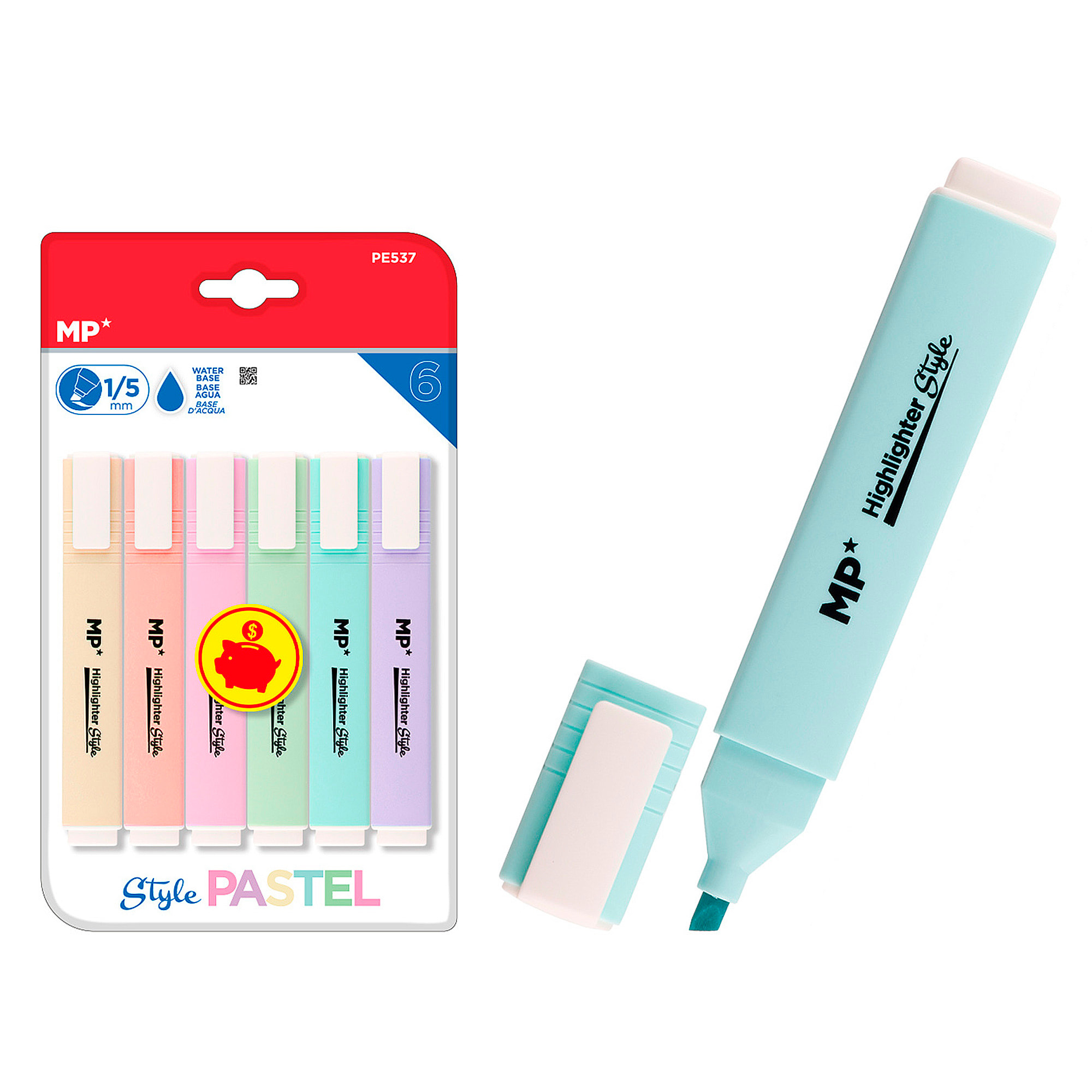 EVIDENZIATORE PASTEL 6 Uds. PACK RISPARMIO
