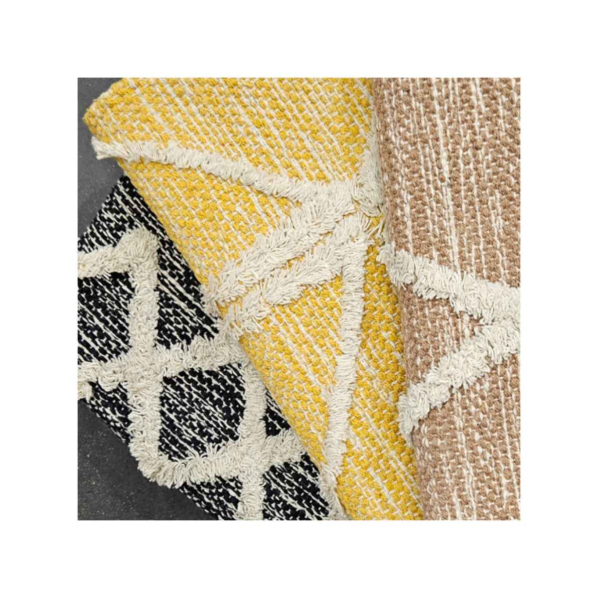 Tapis berbère bleu en coton motifs géométiques 120x180cm - MARA