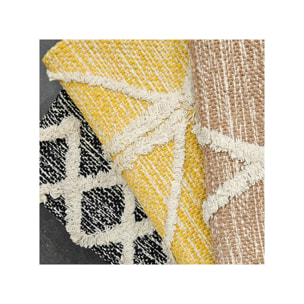 Tapis berbère bleu en coton motifs géométiques 120x180cm - MARA