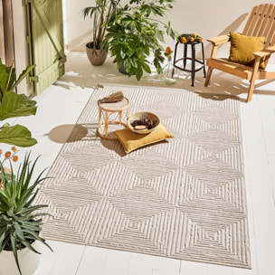 Tapis Loopin 323 Creme - Motif en relief - Indoor & Outdoor