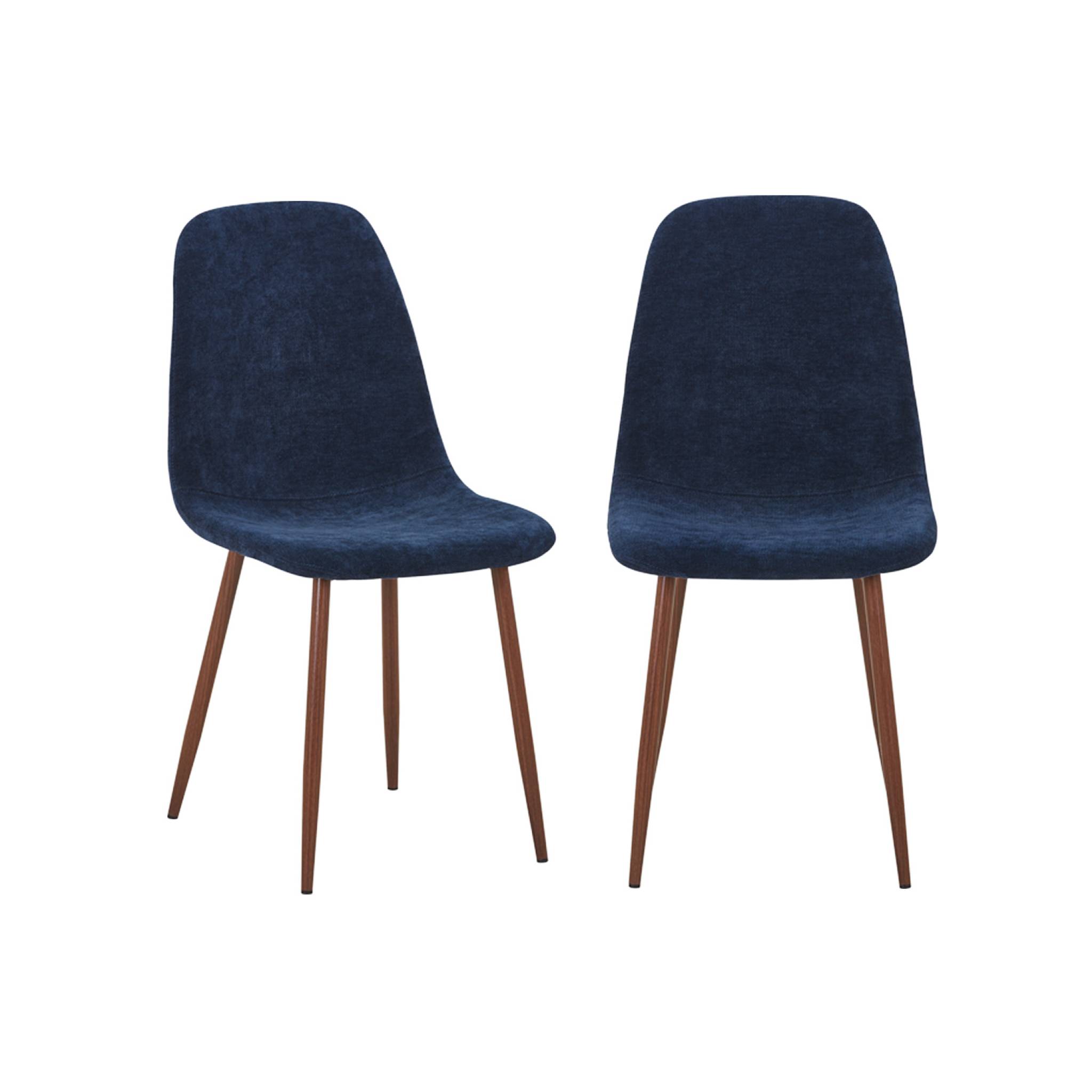 Chaise décor bois teinte noyer et tissu (lot de 2) VERA