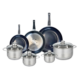 Ensemble de 3 Poêles de cuisson 20, 24 et 28 cm et 4 faitouts 12, 14, 16 et 20 cm Elo Prima Brillant