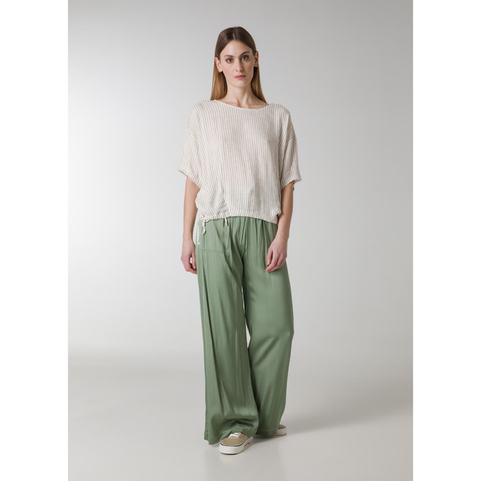 DEHA - Pantalone STRETCH SATIN WIDE LEG PANTS in Viscosa per donna