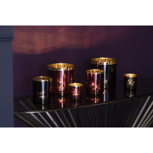 J-Line photophore Bord Dore - verre - bordeaux - large