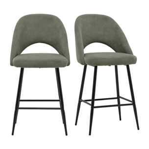 Tabourets de bar en tissu velours côtelé vert kaki H65 cm (lot de 2) COSETTE