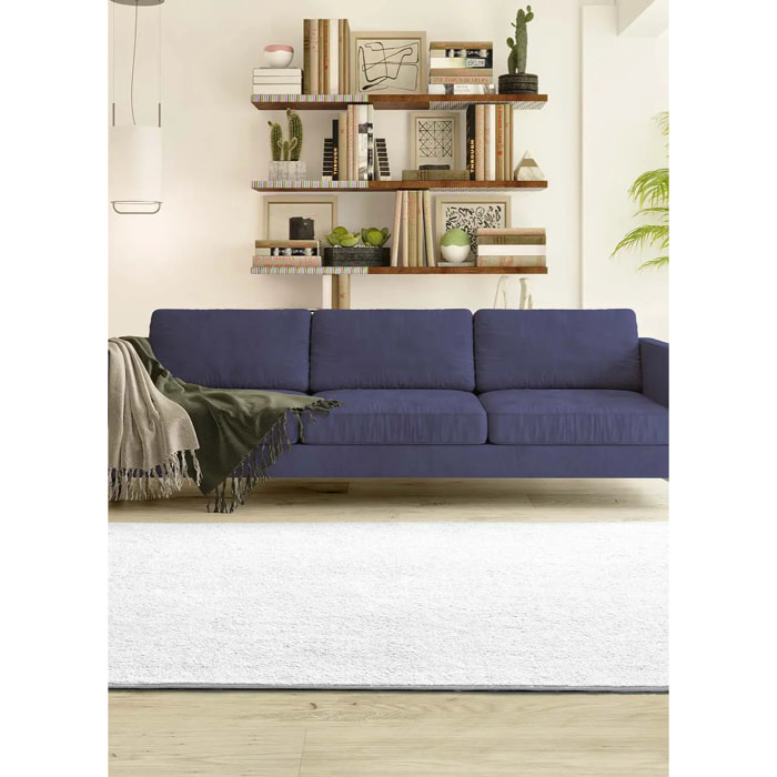 CORALINE Alfombra lisa lavable color blanco, varias medidas disponibles.