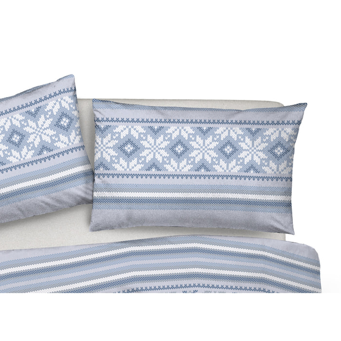 Parure Copripiumino in 100% Cotone Made In Italy Norvegia Blu