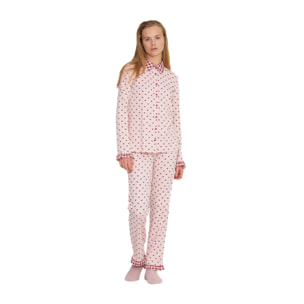 Pigiama donna petit coeur in caldo cotone con collo camicia Noidinotte