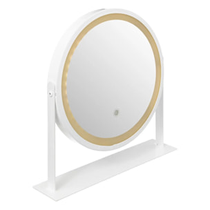 Miroir rond pivotant LED blanc