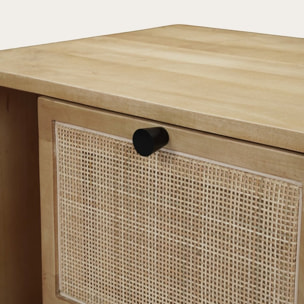 Table de chevet Lucca -bois massif de manguier et rotin-couleur catuai 52 x 53 x 40 cm