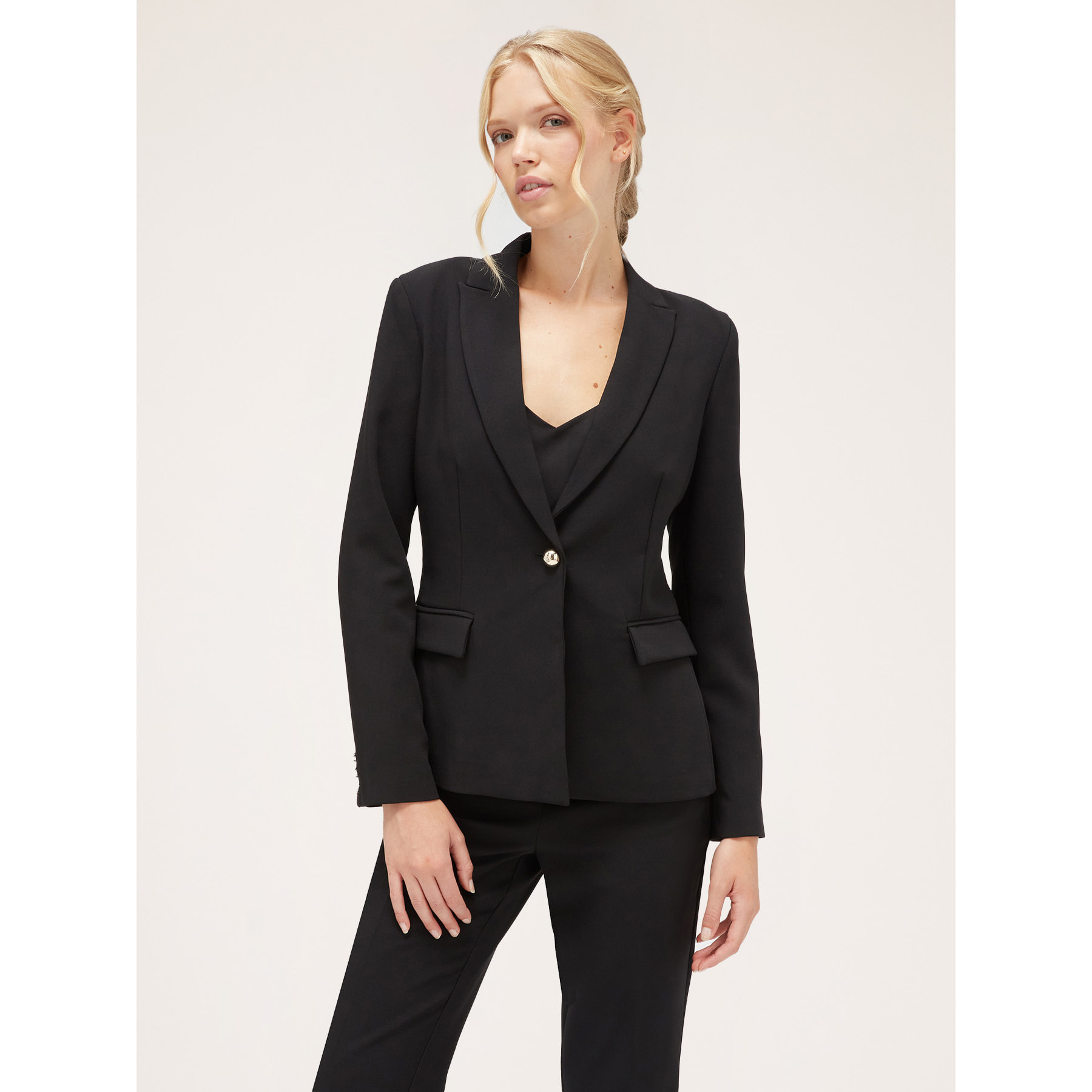 Motivi - Blazer monopetto in tessuto crêpe - Nero